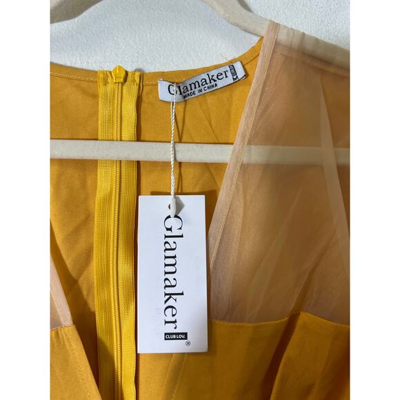 Glammaker Yellow Jumpsuit Size Medium New with tags - Picture 5 of 5